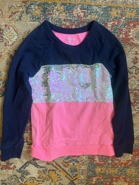 Girls cat & Jack Navy & Pink Sequin Colorblock Sweatshirt